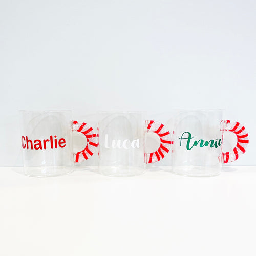 Christmas glass candy cane mug