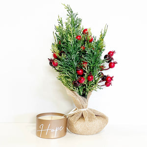 Copper/Rose gold Christmas ‘Hope-Joy-Peace’ candle tin set