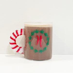 SALE Christmas glass candy cane mug