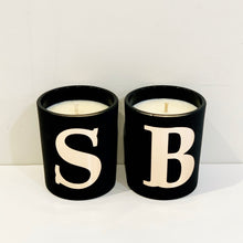 Load image into Gallery viewer, Monogram matte black &amp; rose gold candle.